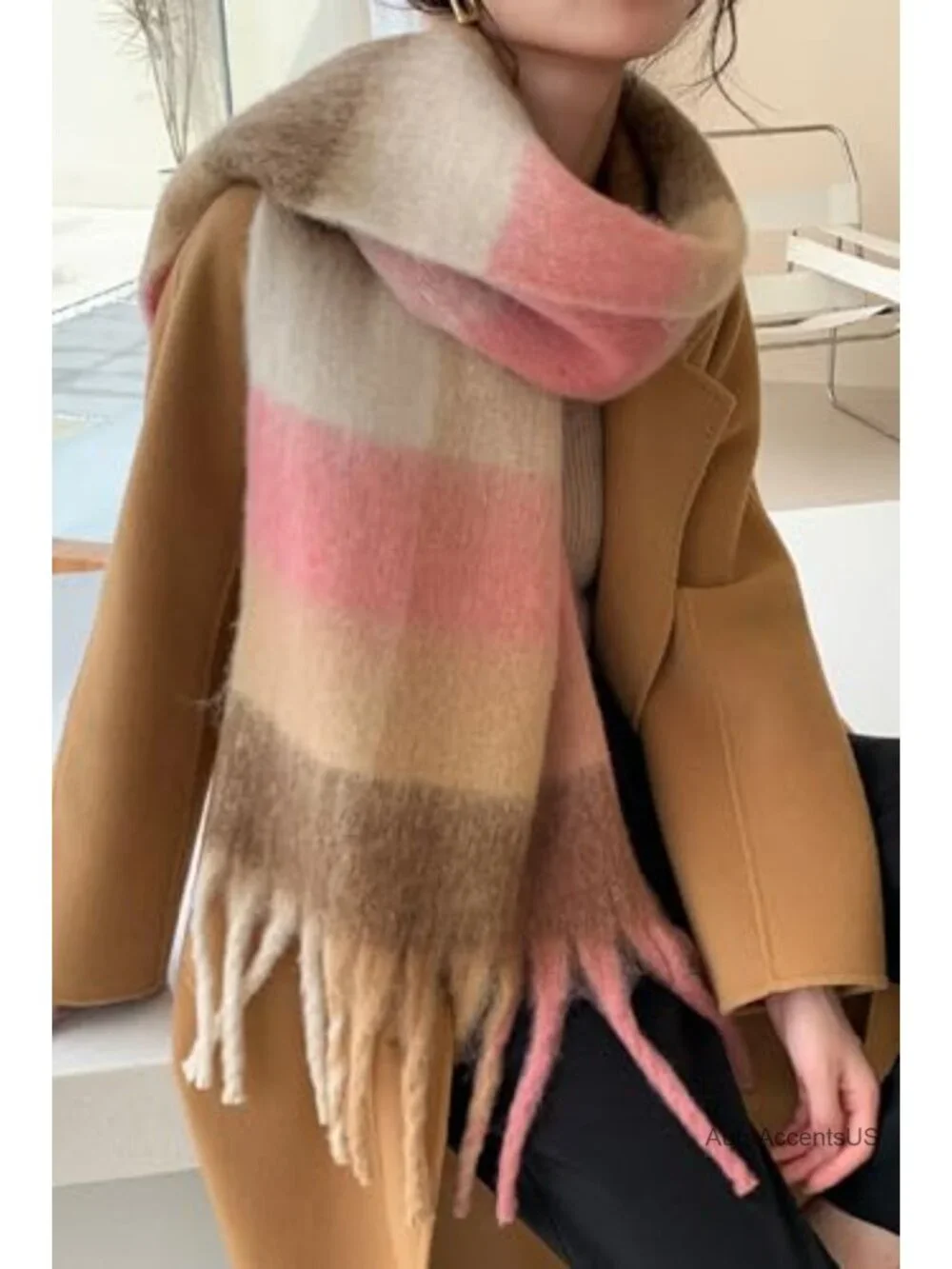 Winter Women Warm Thick Long Scarf Shawl Wrap Plaid Blanket Scarf 95in